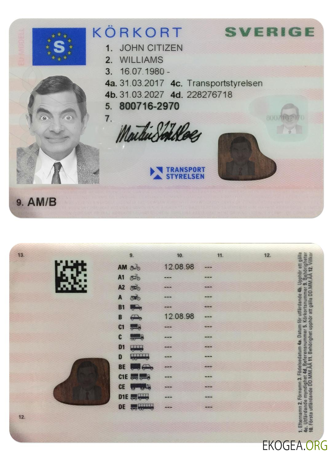 SWEDEN driving license (2016 present)